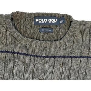 Ralph Lauren Polo Golf Gray Cable Knit Sweater Men’s Size L Excellent Condition